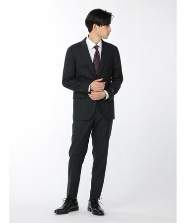 アレキサンダージュリアン ウール100% SUPER140'S 2ボタン2ピース ビジネスセットアップスーツ 組織グレー