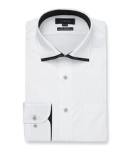 タカキュー ノーアイロンストレッチ ワイドカラー ビジネスドレス長袖ニットシャツ