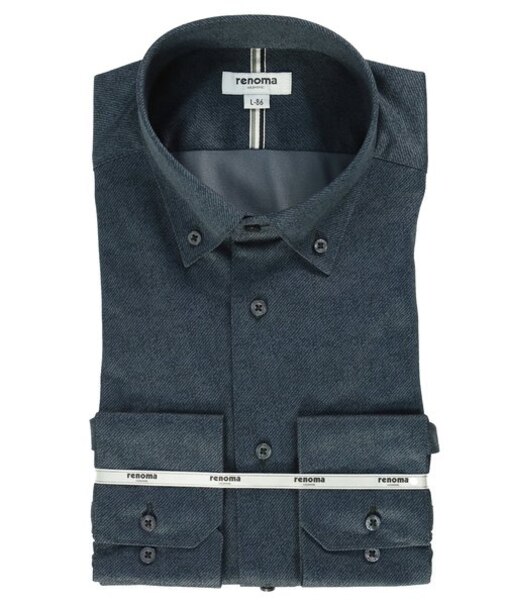 レノマ オム ノーアイロンストレッチ ボタンダウン ビジネスドレス長袖ニットシャツ