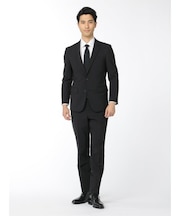 タカキュー ストレッチウォッシャブル 2ボタン2パンツ 軽量リクルートスーツ 黒