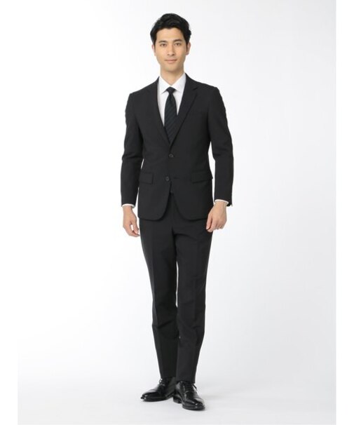 タカキュー ストレッチウォッシャブル 2ボタン2パンツ 軽量リクルートスーツ 黒