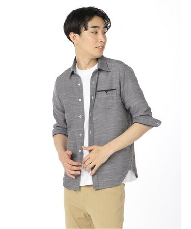 タカキュー スラブオックス レギュラーカラー7分袖シャツ