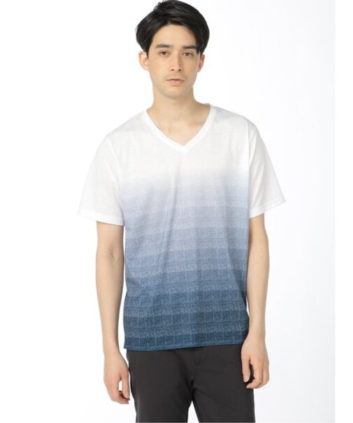 レノマ オム 転写グラデーション Vネック半袖Tシャツ