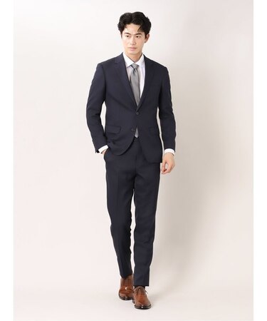 タカキュー ストレッチウォッシャブル 2ボタン2ピース ビジネスセットアップスーツ ウィンドペン紺