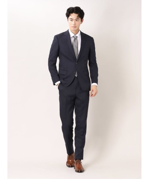 タカキュー ストレッチウォッシャブル 2ボタン2ピース ビジネスセットアップスーツ ウィンドペン紺