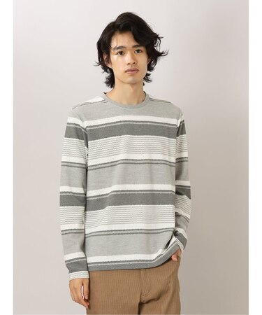 タカキュー ポップコーンボーダー クルーネック長袖プルオーバー