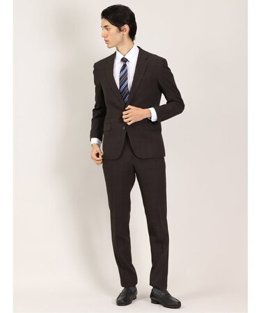 タカキュー ジェントルキープ  2ボタン2ピース ビジネスセットアップスーツ ウィンドペンこげ茶