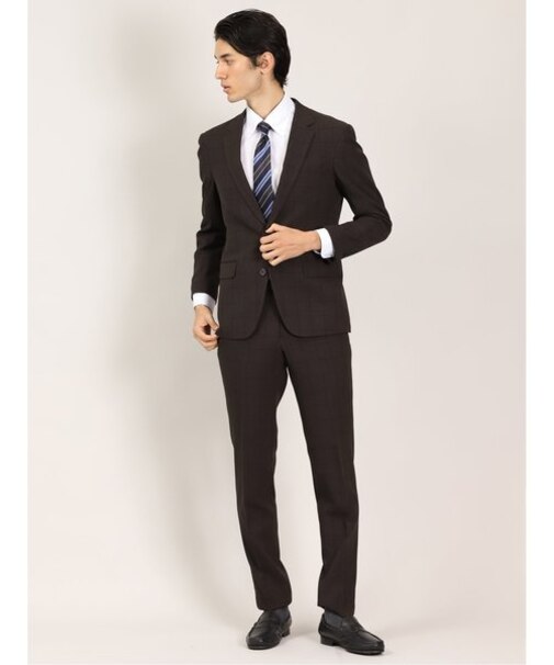 タカキュー ジェントルキープ  2ボタン2ピース ビジネスセットアップスーツ ウィンドペンこげ茶