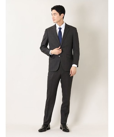 タカキュー ストレッチウォッシャブル 2ボタン2ピース ビジネスセットアップスーツ ウィンドペングレー