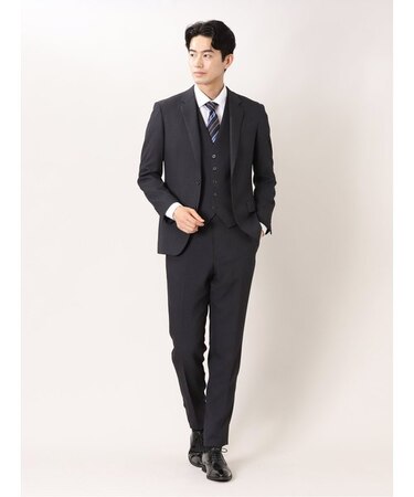 タカキュー ジェントルキープ 2ボタン3ピース ビジネスセットアップスーツ グレンチェックグレー
