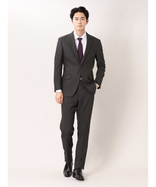 タカキュー クリアエフェクト 2ボタン2ピース ビジネスセットアップスーツ 無地グレー