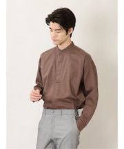 タカキュー コットンツイル バンドカラー 長袖オーバーシャツ