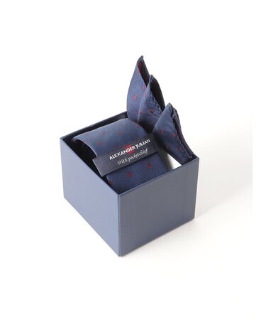 アレキサンダージュリアン シルクネクタイ＆チーフセット ドット