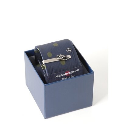 アレキサンダージュリアン ネクタイ＆タイバーセット サッカー靴ボールドット