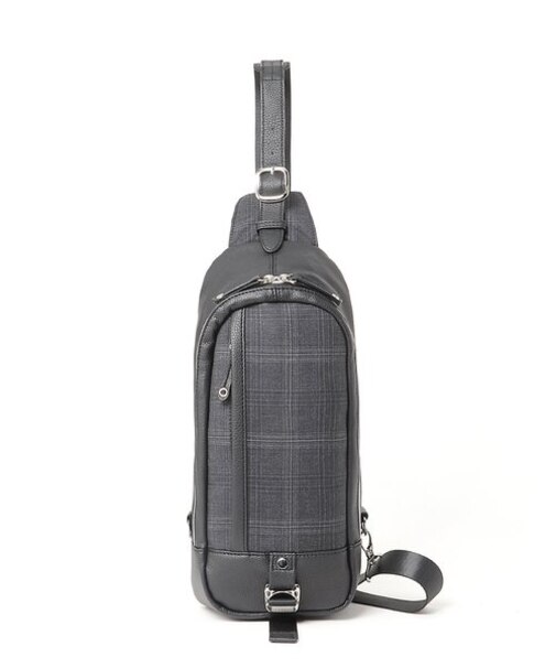 タカキュー ボディバッグ チェックグレー