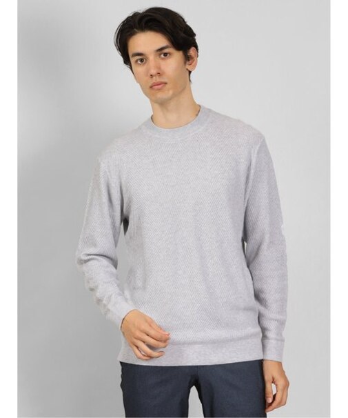 レノマ オム ビッグヘリンボン モックネックニット