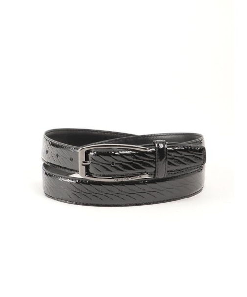 レノマ オム ロール版押し エナメル調レザーベルト