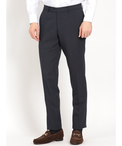 タカキュー トラベスト/TRABEST ノータックスラックス グレンチェック青