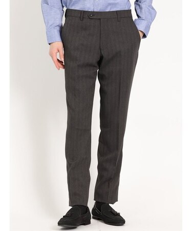 タカキュー トラベスト/TRABEST ノータックスラックス ヘリンボングレー