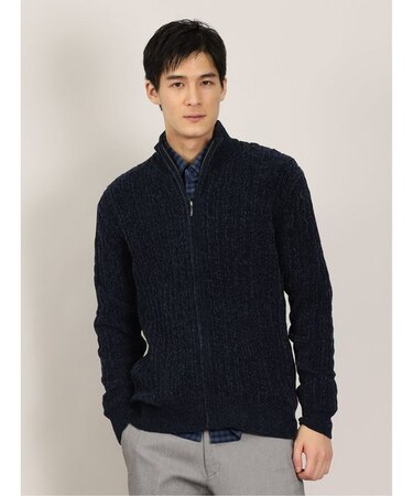 タカキュー ソフトモール ケーブル ニットカーディガン