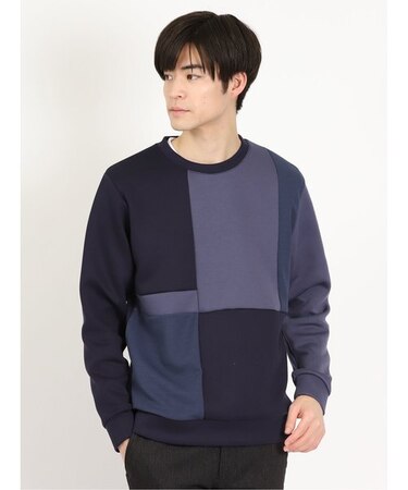 SOFT CUSHION 異素材切替 クルーネックトレーナー