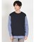 スムース×ストライプ切替 クルーネック長袖Tシャツ