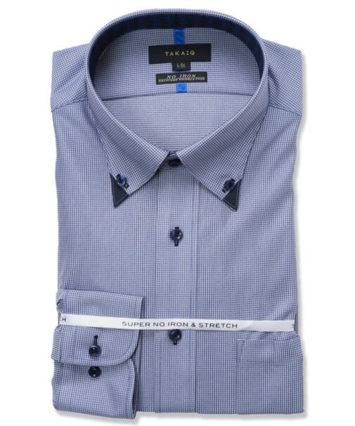 ノーアイロンストレッチ スタンダードフィット ボタンダウン長袖ニットシャツ