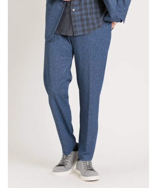 TechDenim スリムフィット ノータックパンツ 青(セットアップ可能)