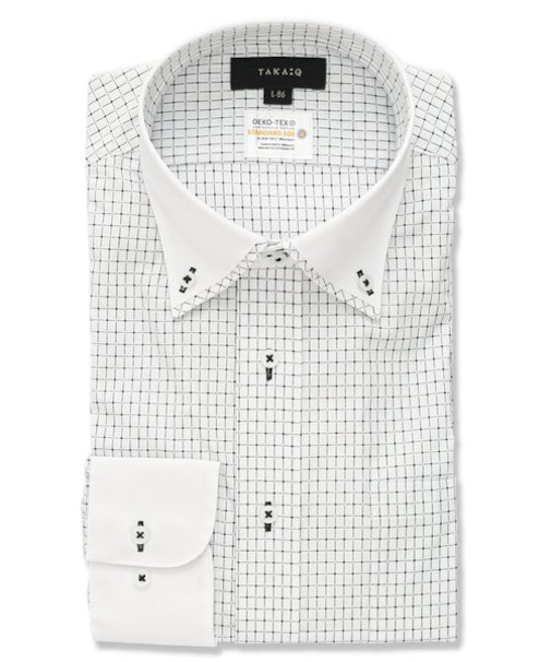 形態安定 吸水速乾 スタンダードフィット ボタンダウン長袖シャツ