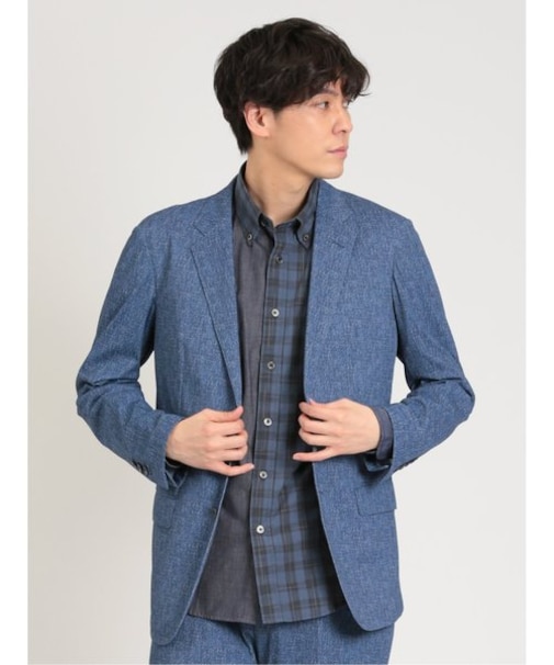 TechDenim スリムフィット 2ボタンジャケット 青(セットアップ可能)