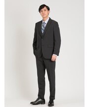 軽量ストレッチ レギュラーフィット 2ボタン2ピーススーツ ストライプ黒