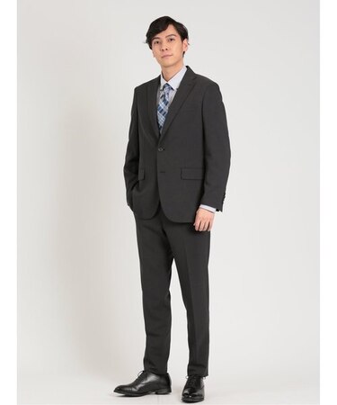 軽量ストレッチ レギュラーフィット 2ボタン2ピーススーツ ストライプ黒
