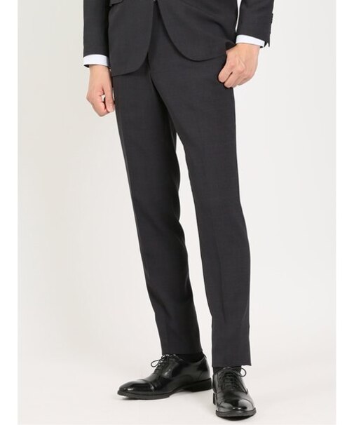 軽量ストレッチ レギュラーフィット ノータックパンツ グレンチェックグレー(セットアップ可能)