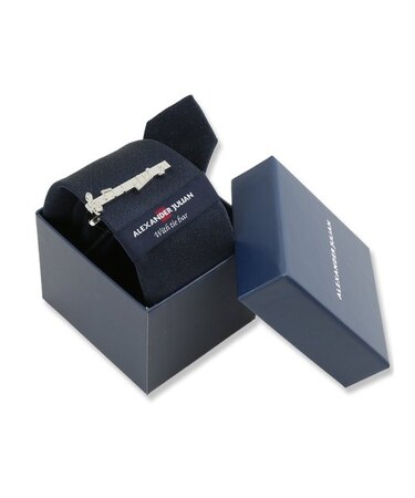 シルク混 ネクタイ＆タイバーセット 楽譜ソリッド