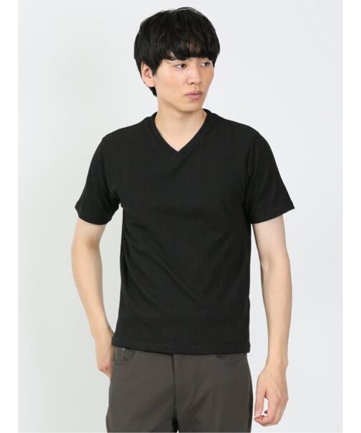 リンクスジャガード Vネック半袖Tシャツ