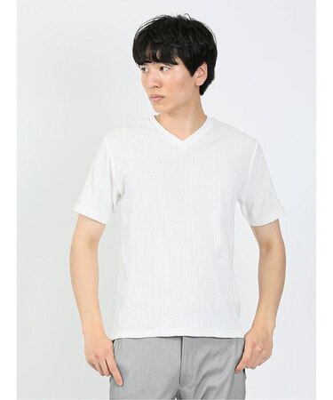 リンクスジャガード Vネック半袖Tシャツ