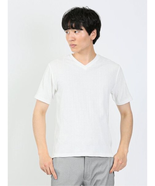 リンクスジャガード Vネック半袖Tシャツ