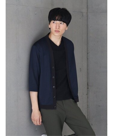 吸水速乾 千鳥柄 7分袖カーディガン