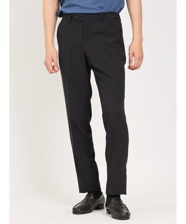 ウールライク スリムフィット ノータックスラックス ストライプグレー