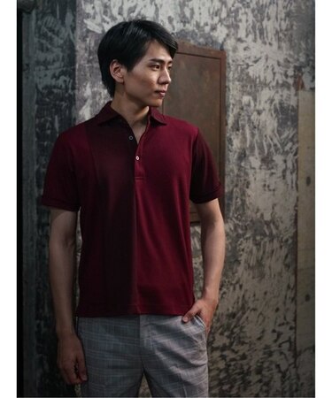 メランジ鹿の子 半袖ポロシャツ
