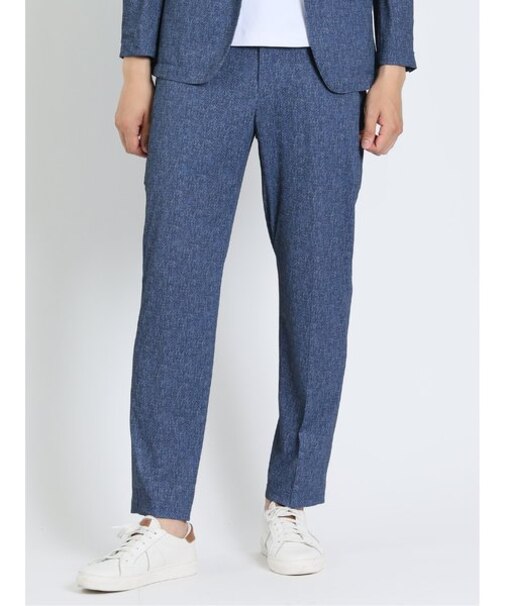 TechDenim スリムフィット ノータックパンツ 青(セットアップ可能)
