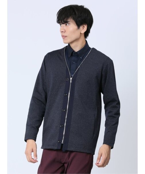 メランジポンチ ジップカーディガン