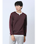 さまになる フェイクレイヤード キーネック長袖Tシャツ