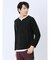 さまになる フェイクレイヤード キーネック長袖Tシャツ