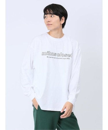 【WEB限定】ミンズクローゼット/mihns closet モノトーンプリント クルー長袖Tシャツ