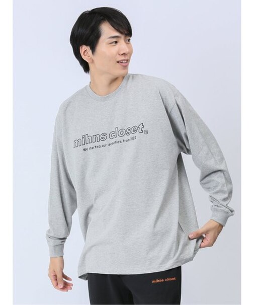 【WEB限定】ミンズクローゼット/mihns closet モノトーンプリント クルー長袖Tシャツ