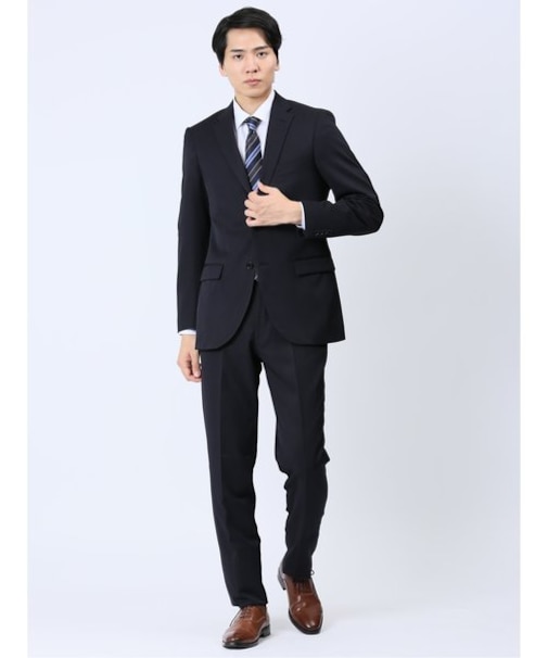 【WEB限定】ストレッチ スリムフィット 2ボタン2ピーススーツ 無地