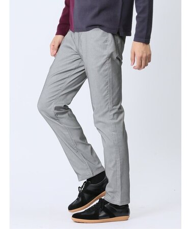 クロスストレッチ+ウォーム スリムパンツ ライトグレー