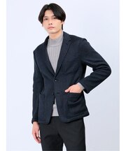 セーターフリースカルゼ スリムフィット 2ボタンジャケット 紺