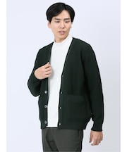 エステルヘリンボン Vネック ニットカーディガン